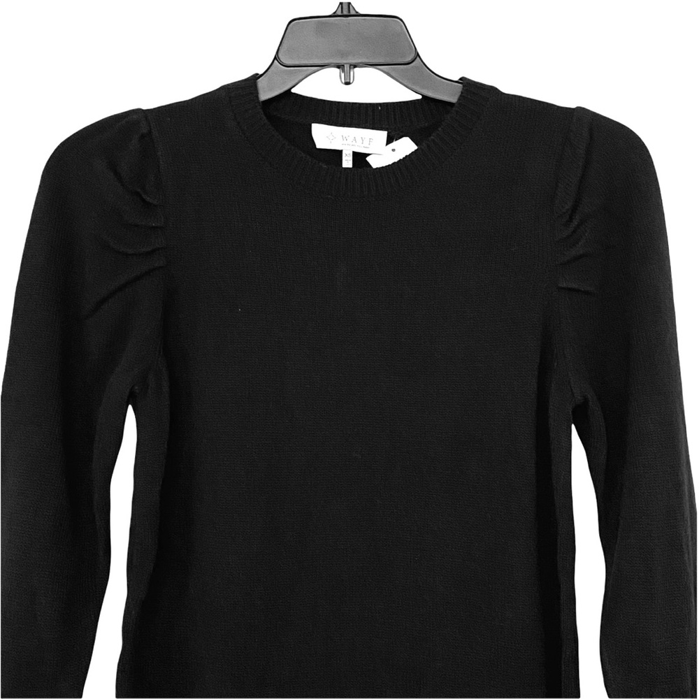 NEW WAYF Nordstrom Black Lola Puff Balloon Sleeve Knit Sweater Mini Dress XS - Picture 3 of 8